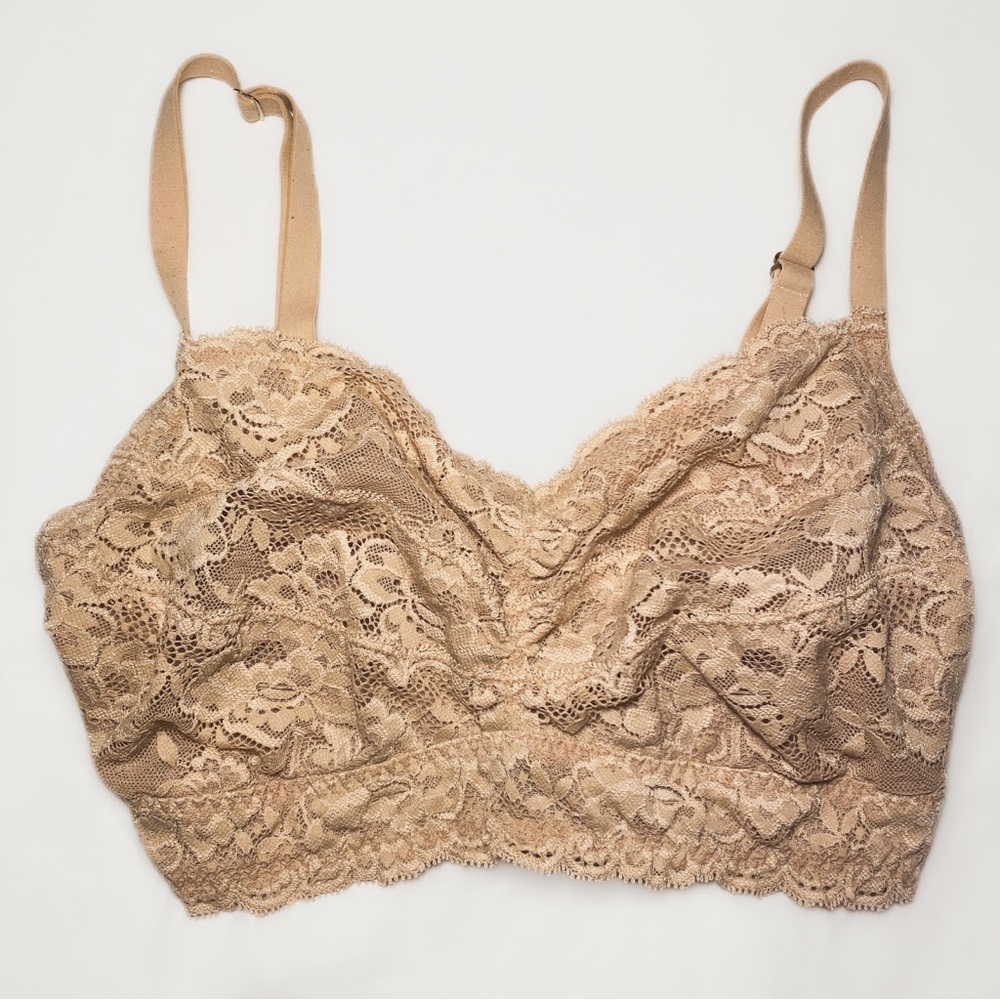 32F/G Montelle Cup Sized Lace Bralette Bra Nude Comfortable Everyday
